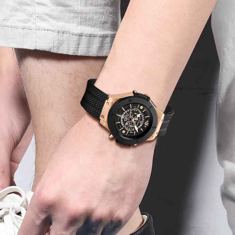 Relógio Masculino Ouro Negro Urbano
