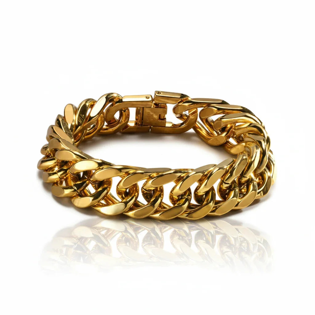 Pulseira Cubana Mascuina de Ouro