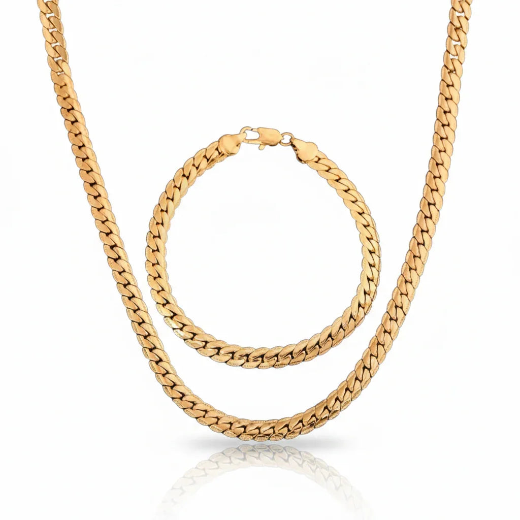 Corrente & Pulseira Masculina Ouro e Prata