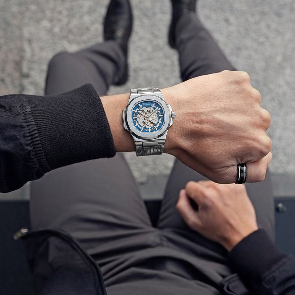 Relógio Masculino Luxoso CrystalCore